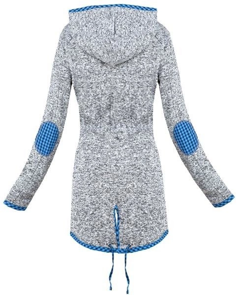 BLUZA Z KAPTUREM SZARO-BIAŁA (LX2256)