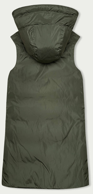 Długa kamizelka damska dwustronna czarna-khaki (B8248-1)