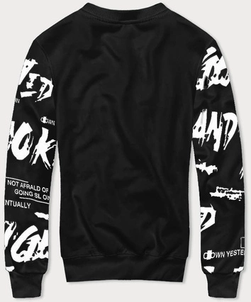 Cienka bluza ze ściągaczami czarna (8B1107-3)