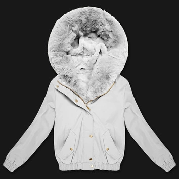 Krótka kurtka z futrzaną podszewką S'West złamany biały (B8506-26)