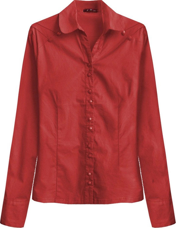 BAWEŁNIANA KOSZULA Z PASKIEM CZERWONA (1017)