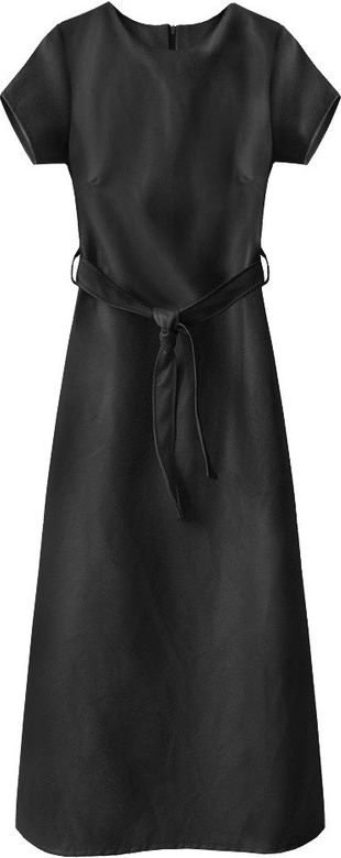 DŁUGA SUKIENKA Z EKOSKÓRY CZARNA (504ART)