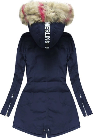 KURTKA DAMSKA ZIMOWA Z KAPTUREM GRANATOWA (39911)