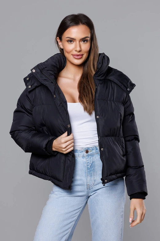 Przejściowa krótka kurtka z kapturem czarna (5M3117-392)