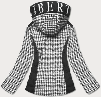 Kurtka damska we wzorki czarno-biała  (w716-1)