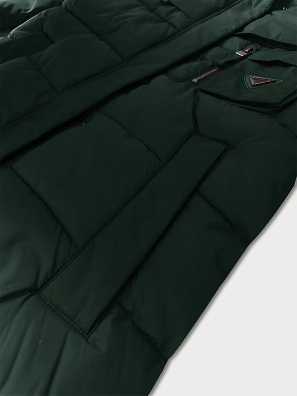 Kurtka zimowa z łączonych materiałów Libland ciemny zielony (7820)