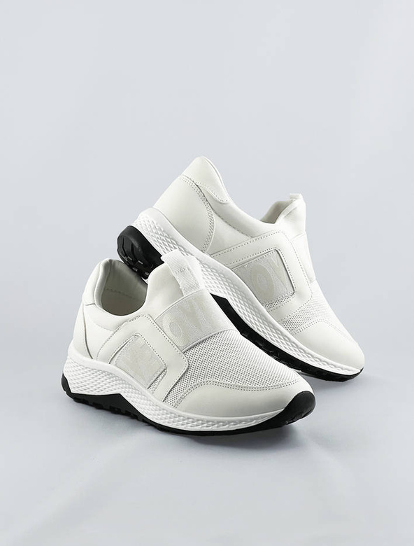 Wsuwane buty damskie z gumką białe (c1003)