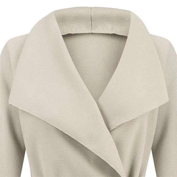 PŁASZCZ Z PASKIEM WATERFALL BEŻOWY CIEPŁY (8118)