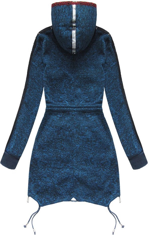 BLUZA Z HAFTAMI I KORONKĄ GRANATOWA (MA6671)