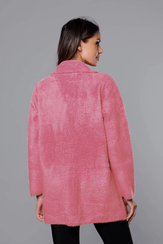 Krótka wełniana narzutka alpaka łososiowa (7108-1)