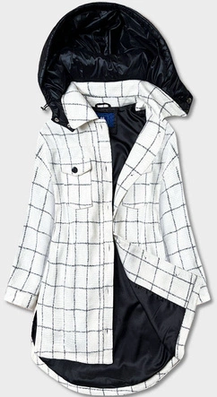 Damska kurtka koszulowa w kratę ecru (AG3-1813)