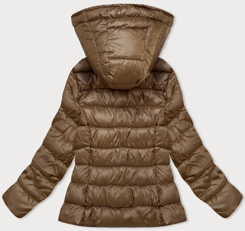 Pikowana zimowa kurtka damska z kapturem brązowa (YP-22075-101)