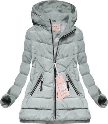 PIKOWANA KURTKA Z KAPTUREM SZARA (XW589X)