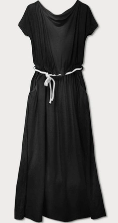 LUŹNA SUKIENKA MAXI W GUMKĘ CZARNA (593ART)