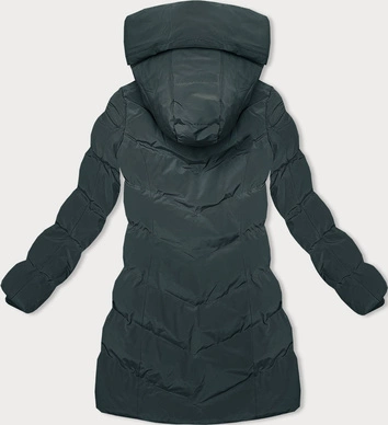 Zimowa kurtka z kapturem ciemnozielona (2M-023)