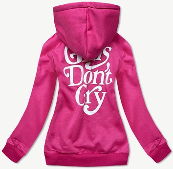 Krótka bluza dresowa damska różowa (26013)