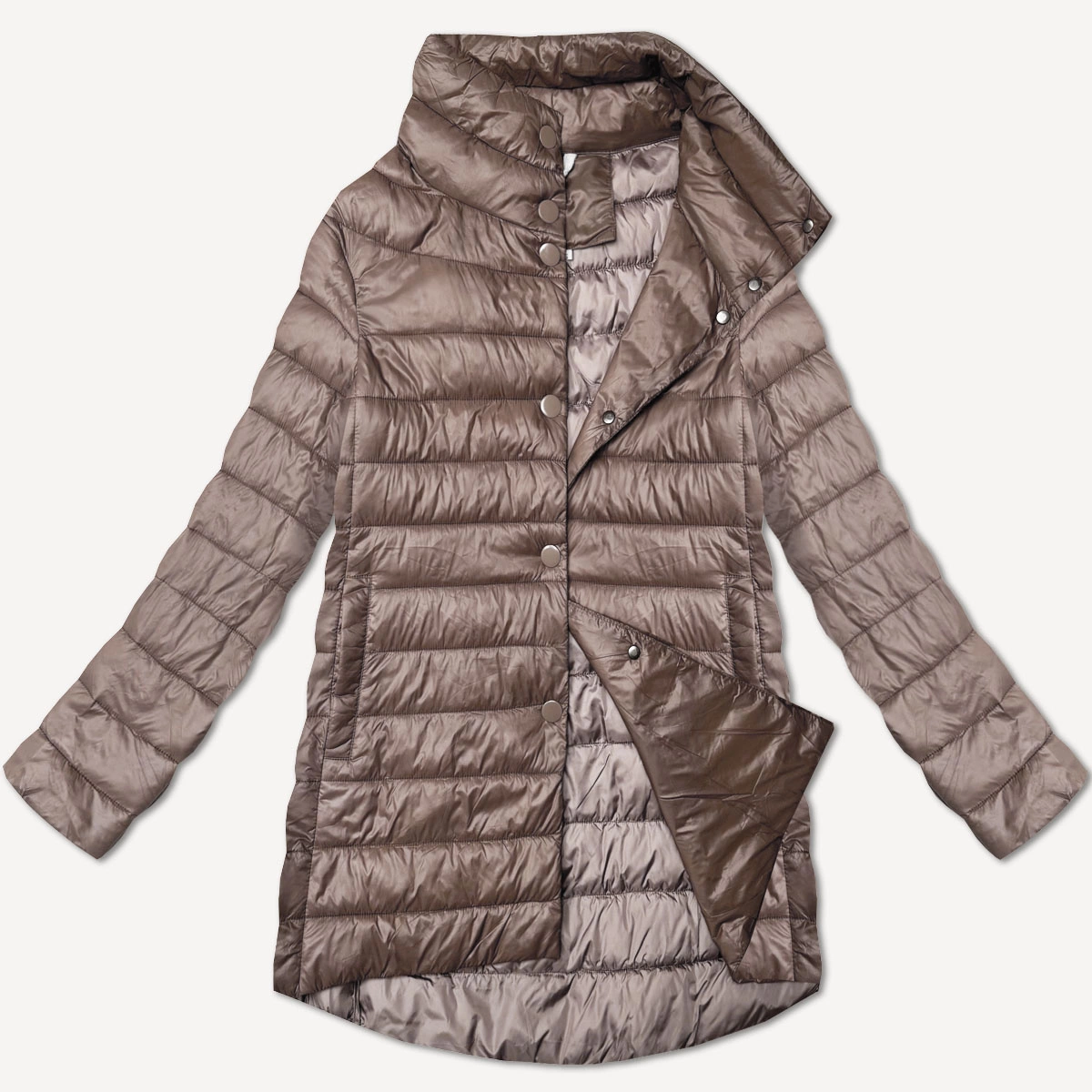 Pikowana kurtka damska ze stójką Minority brązowa (P3-6908-305)