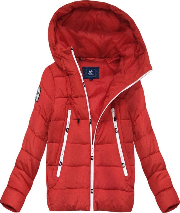 KRÓTKA KURTKA Z KAPTUREM CZERWONA (M8-526)