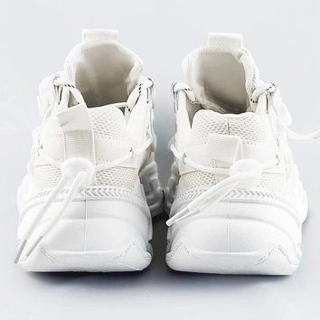SZNUROWANE SNEAKERSY Z KLAMRĄ BIAŁE (LY076)