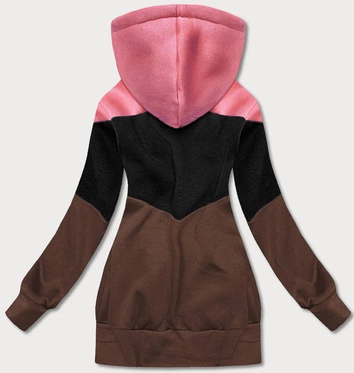 KOLOROWA BLUZA DAMSKA RÓŻ-CZARNY-BRĄZ (AMG-39)