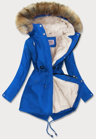 DAMSKA PARKA ZIMOWA NA MISIU NIEBIESKA (W378)
