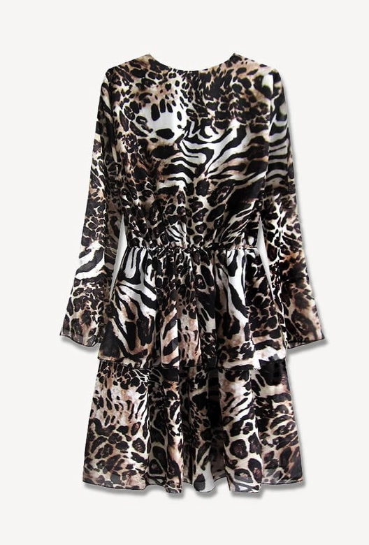 SUKIENKA Z KOPERTOWYM DEKOLTEM BRĄZOWA (454/3ART)