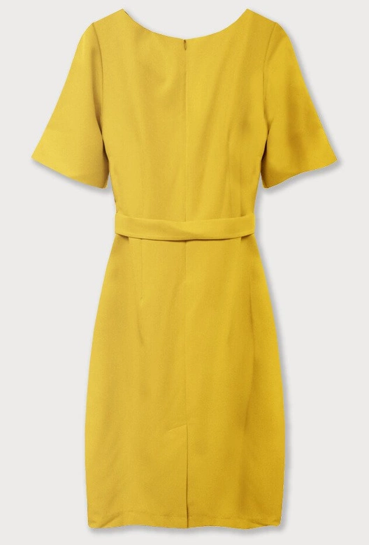 OŁÓWKOWA SUKIENKA Z PASKIEM ŻÓŁTA (313ART)