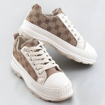 Trampki na grubej podeszwie jasnobeżowe (s067)