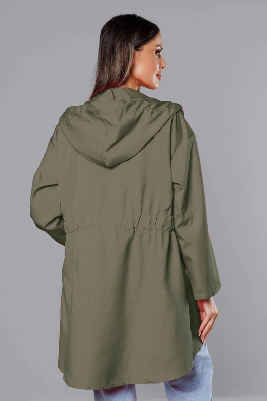 Cienka asymetryczna narzutka damska khaki (B8117-11)