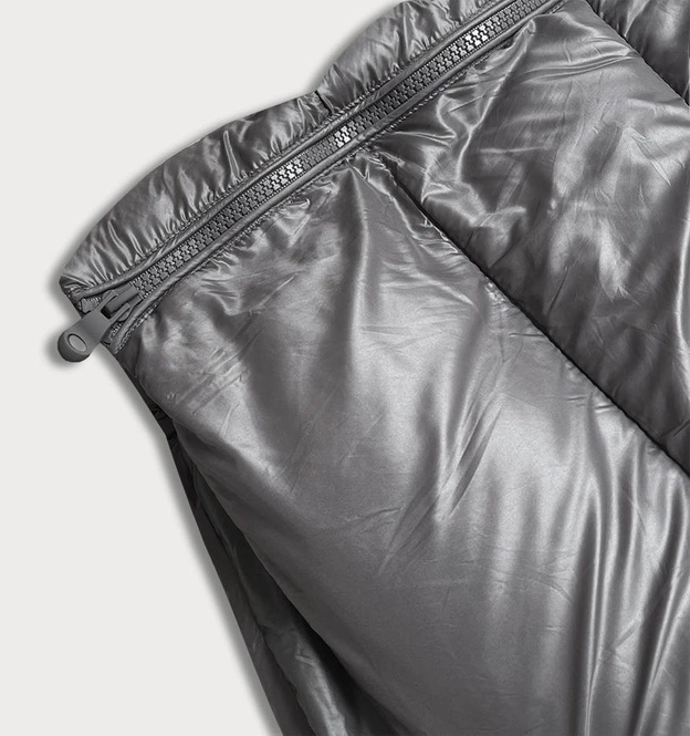 DŁUŻSZA DAMSKA PIKOWANA KURTKA ZIMOWA SZARA (J19-017)