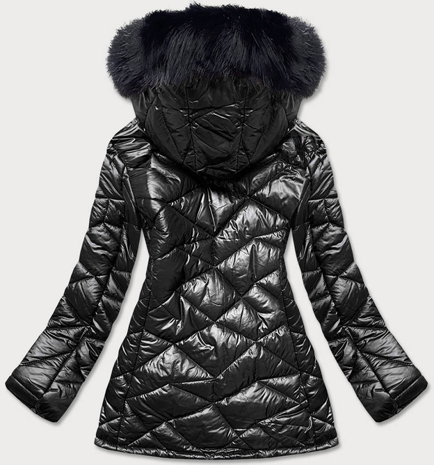 Damska kurtka przejściowa plus size czarna (mm21-76)