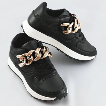 SNEAKERSY Z ŁAŃCUCHEM CZARNE (6368)