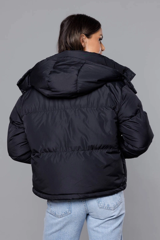 Przejściowa krótka kurtka z kapturem czarna (5M3117-392)