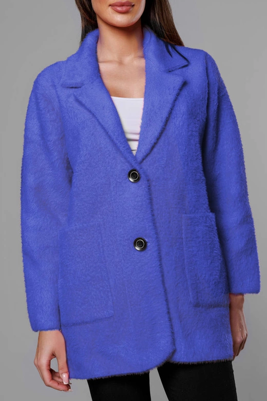 Krótka wełniana narzutka alpaka chabrowa (7108-1)