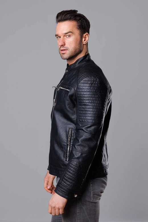 Kurtka męska typu biker czarna (11Z8053)