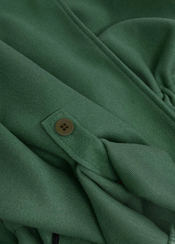 LUŹNY PŁASZCZ DAMSKI Z KLAPAMI ZIELONY (20536)