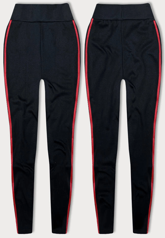 Legginsy sportowe z lampasami czarno-czerwone (YW01052-D1-5)