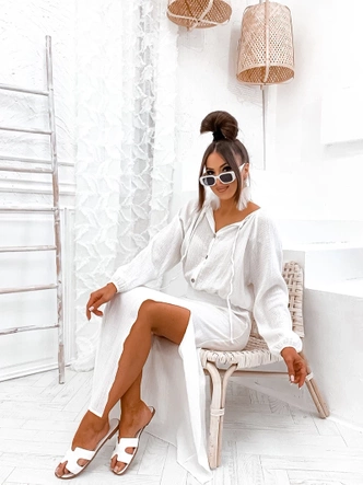 Komplet muślinowy bluzka i spódnica ecru (8290)