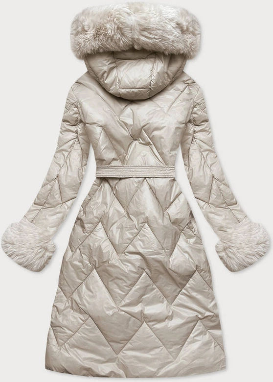 Damska długa kurtka pikowana ecru (772)