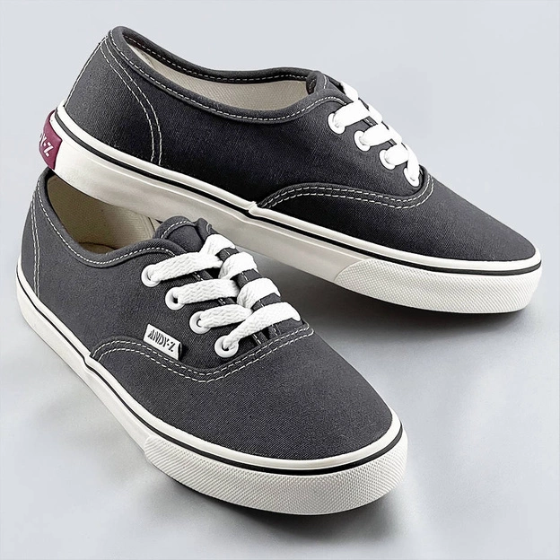 Sznurowane tenisówki damskie ciemnoszare (a8865)