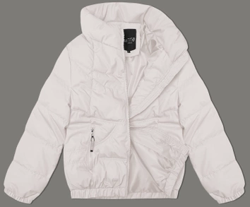 Pikowana kurtka ze stójką Miss TiTi ecru (2481)