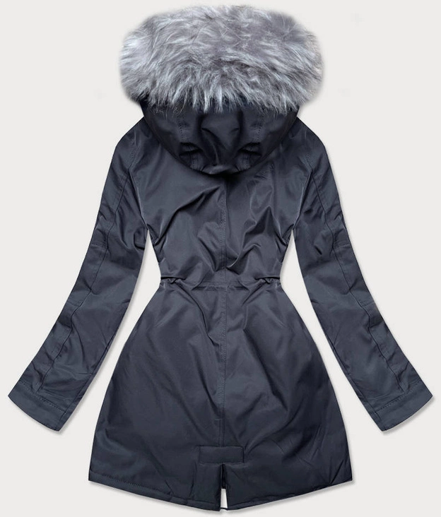 PARKA DAMSKA ZIMOWA Z FUTERKIEM GRANAT-SZARY (B532-3070)