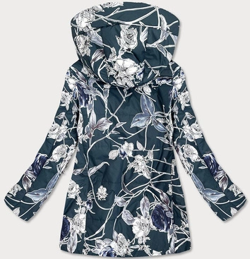 DAMSKA KURTKA W KWIATY BUTELKOWA ZIELEŃ (7715)