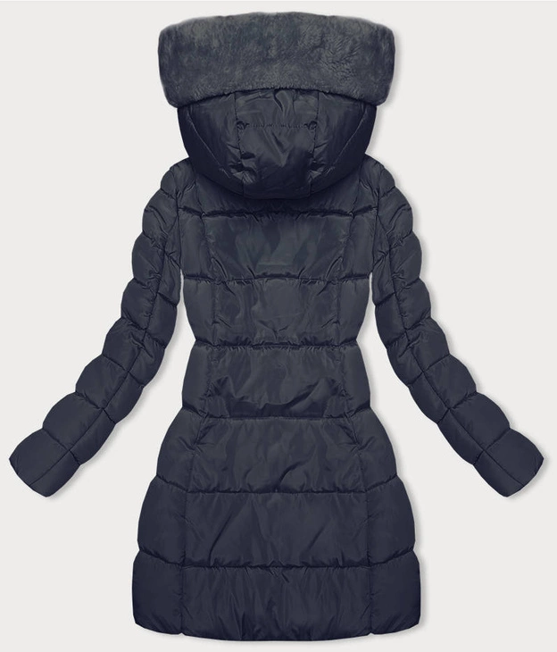 Zimowa kurtka z kapturem granatowa (2M-231)