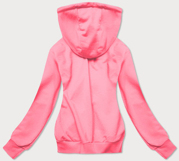 Rozpinana bluza damska z kapturem jasnoróżowy (W08-20)