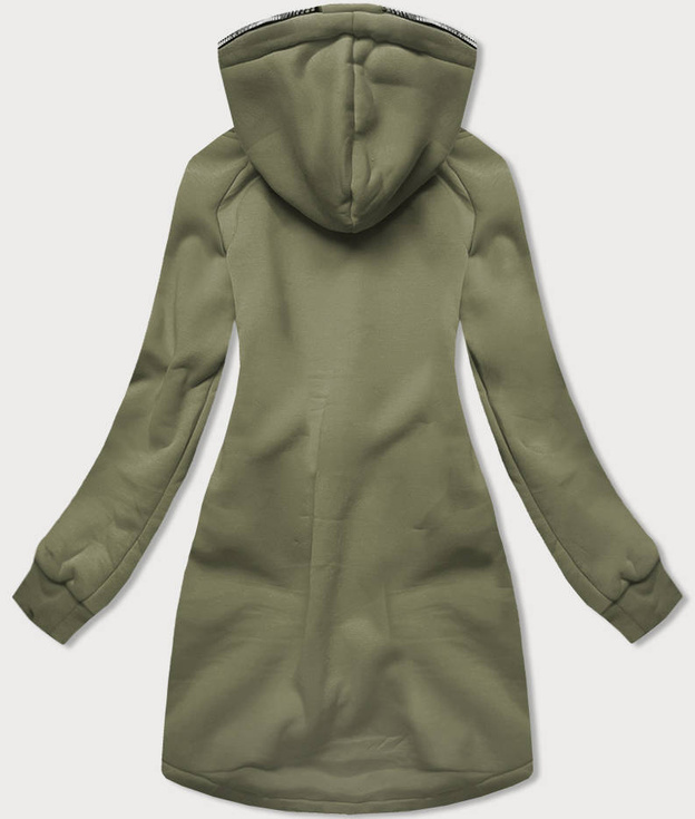 DŁUGA BLUZA DAMSKA Z KAPTUREM KHAKI (AMG-855)
