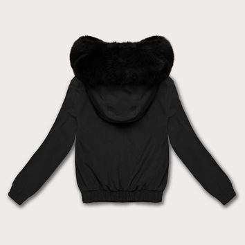 Krótka kurtka z futrzaną podszewką S'West czarna (B8506-1)