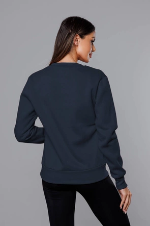 Bluza dresowa damska ze ściągaczami ciemny granat (w01-25)