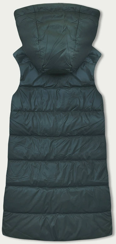 Bezrękawnik damski z kapturem ciemny zielony (B8212-10)