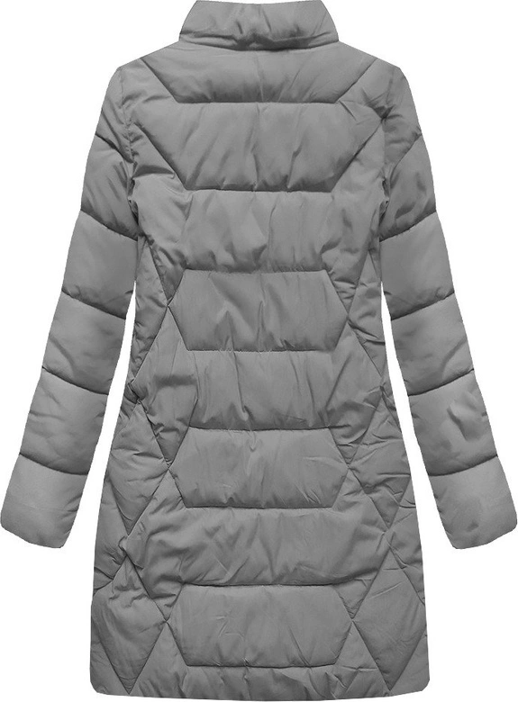 DŁUŻSZA ZIMOWA KURTKA DAMSKA Z KAPTUREM SZARA (B9902)